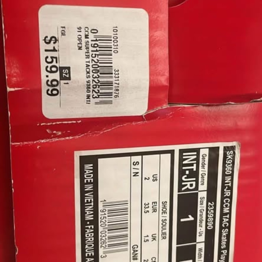 BRAND NEW youth boy girl ccm tacks 9360 ice skates skating size 1 D - Picture 3 of 5